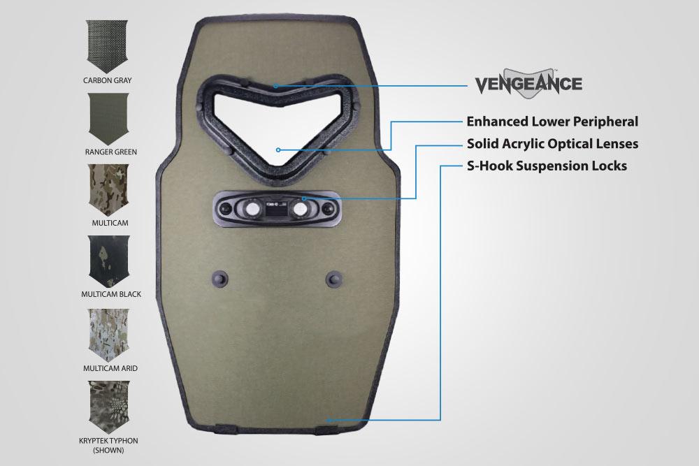 VENGEANCE hard armor shield with tridextrous handle - ranger-green