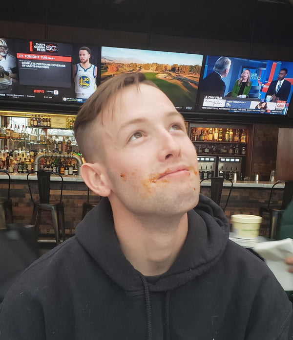 We didn't let him eat ribs in public again